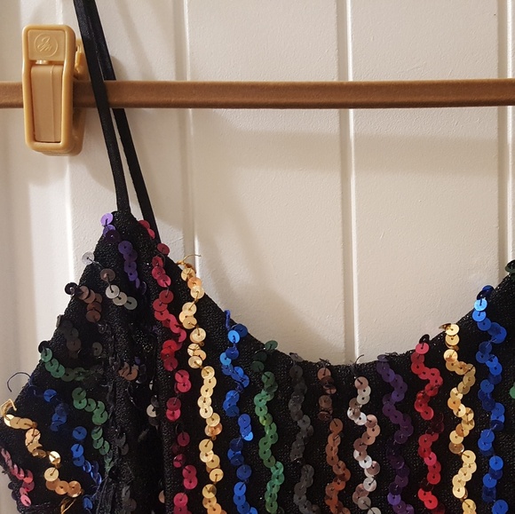 Sequin spaghetti strap 70's dress. - Picture 4 of 8